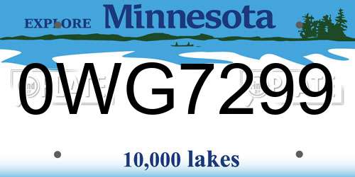 0WG7299 Minnesota License Plate