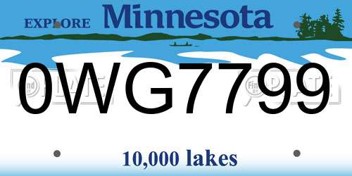 0WG7799 Minnesota License Plate