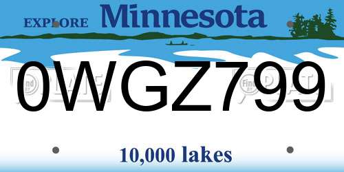 0WGZ799 Minnesota License Plate