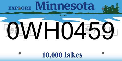 0WH0459 Minnesota License Plate