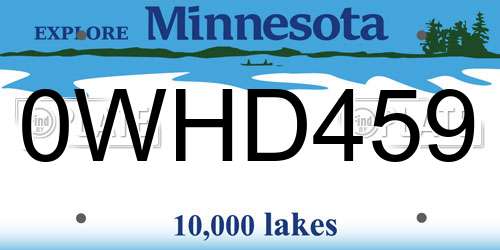 0WHD459 Minnesota License Plate