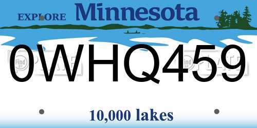 0WHQ459 Minnesota License Plate