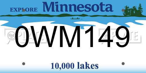 0WM149 Minnesota License Plate