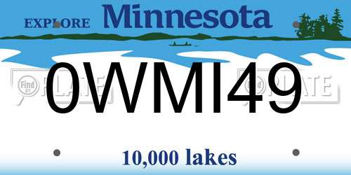 0WMI49 Minnesota License Plate