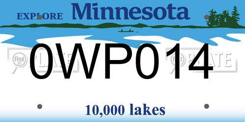 0WP014 Minnesota License Plate
