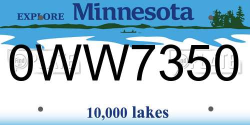 0WW7350 Minnesota License Plate