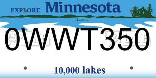 0WWT350 Minnesota License Plate