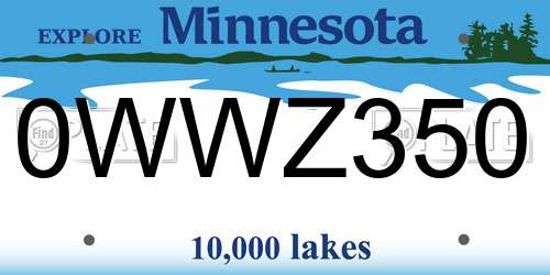 0WWZ350 Minnesota License Plate