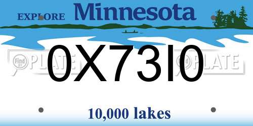 0X73I0 Minnesota License Plate