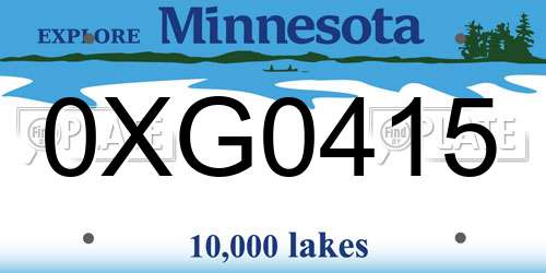 0XG0415 Minnesota License Plate