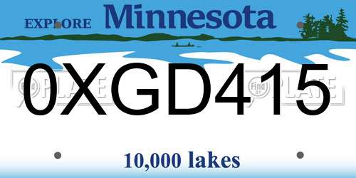 0XGD415 Minnesota License Plate