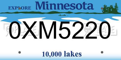 0XM5220 Minnesota License Plate