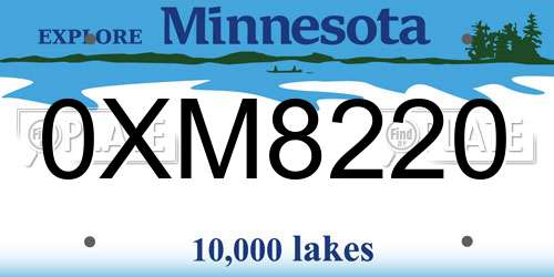 0XM8220 Minnesota License Plate