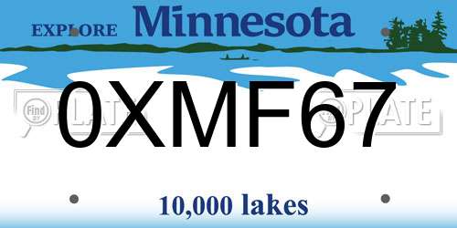 0XMF67 Minnesota License Plate