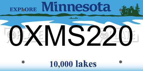 0XMS220 Minnesota License Plate
