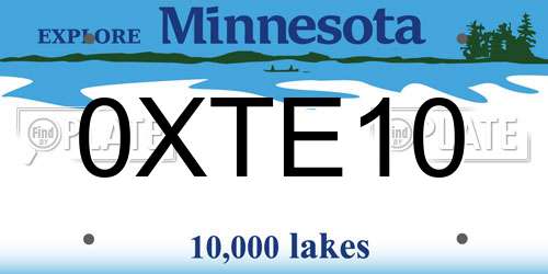 0XTE10 Minnesota License Plate