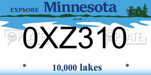 0XZ310 Minnesota License Plate