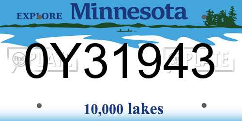 0Y31943 Minnesota License Plate
