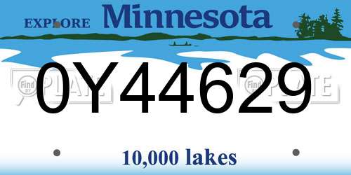 0Y44629 Minnesota License Plate