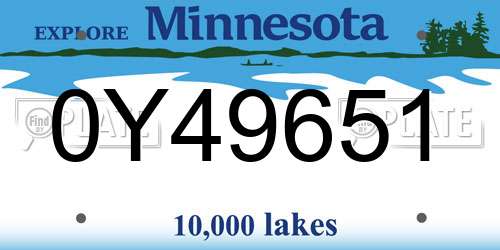 0Y49651 Minnesota License Plate