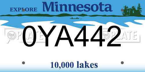 0YA442 Minnesota License Plate