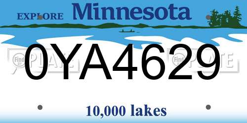 0YA4629 Minnesota License Plate
