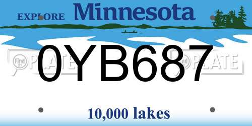0YB687 Minnesota License Plate