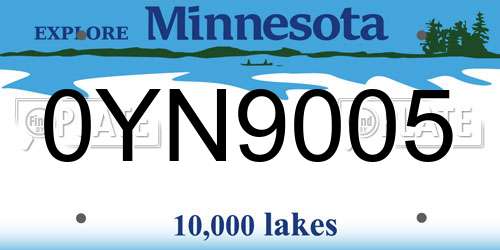 0YN9005 Minnesota License Plate