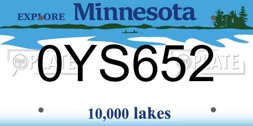 0YS652 Minnesota License Plate