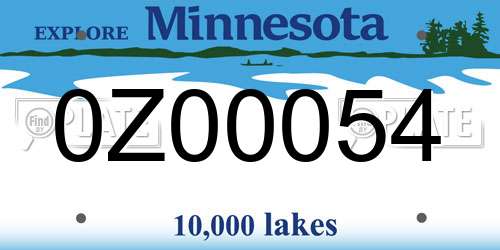 0Z00054 Minnesota License Plate