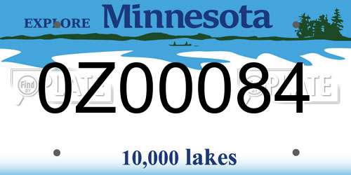 0Z00084 Minnesota License Plate