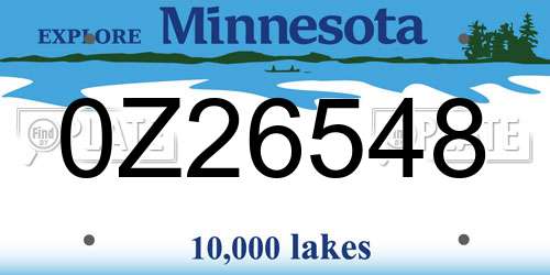 0Z26548 Minnesota License Plate