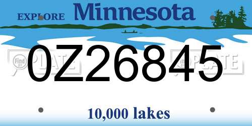 0Z26845 Minnesota License Plate