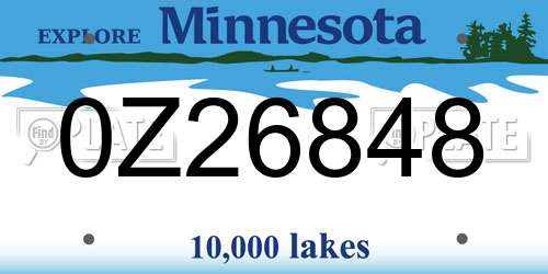 0Z26848 Minnesota License Plate