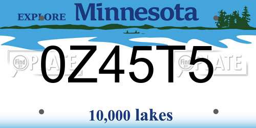 0Z45T5 Minnesota License Plate