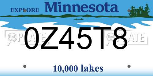 0Z45T8 Minnesota License Plate