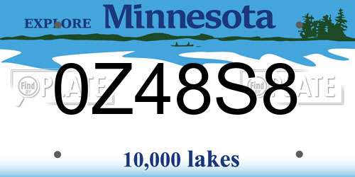 0Z48S8 Minnesota License Plate