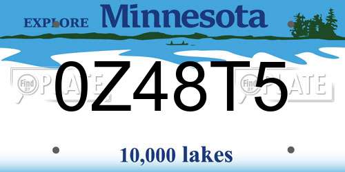 0Z48T5 Minnesota License Plate