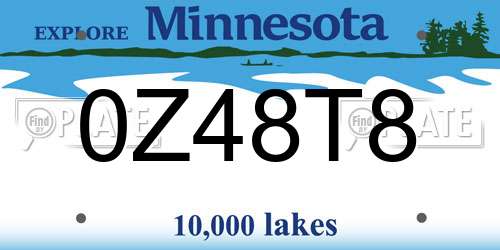 0Z48T8 Minnesota License Plate
