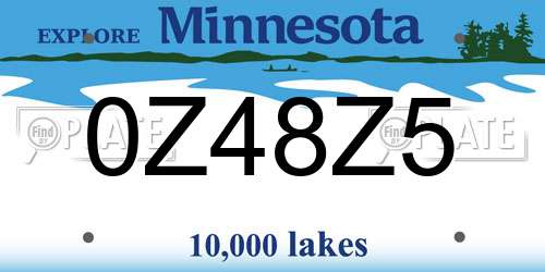 0Z48Z5 Minnesota License Plate