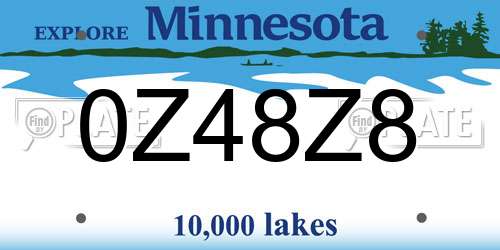 0Z48Z8 Minnesota License Plate