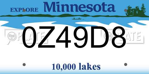 0Z49D8 Minnesota License Plate