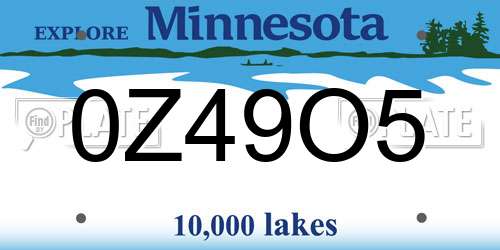 0Z49O5 Minnesota License Plate