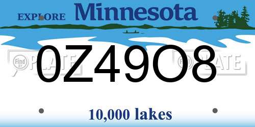 0Z49O8 Minnesota License Plate