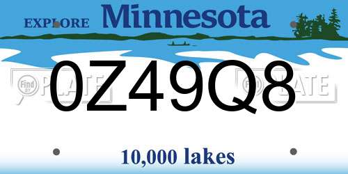 0Z49Q8 Minnesota License Plate