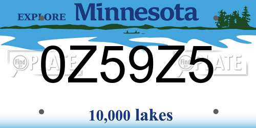 0Z59Z5 Minnesota License Plate