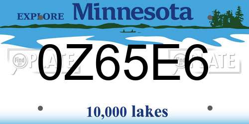 0Z65E6 Minnesota License Plate