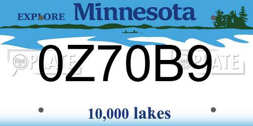0Z70B9 Minnesota License Plate