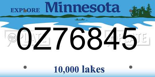 0Z76845 Minnesota License Plate