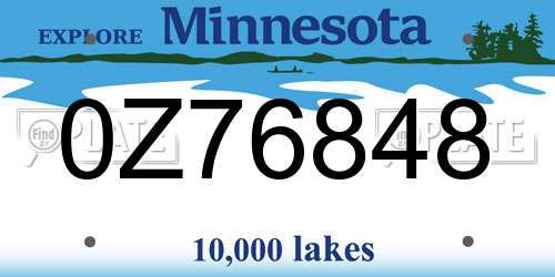 0Z76848 Minnesota License Plate